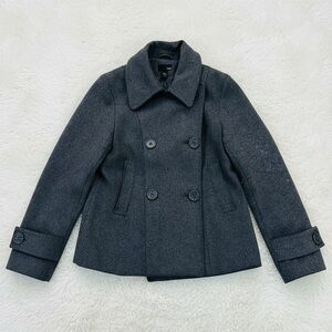 H&M Women's Charcoal Gray Wool Blend Pea Coat - Size 14
 b39